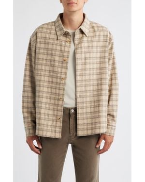 FRAME Plaid Wool Blend Overshirt - Natural