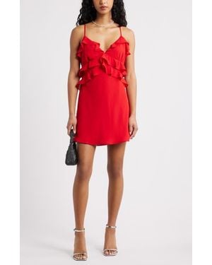 BP. Ruffle Chiffon Cocktail Minidress - Red
