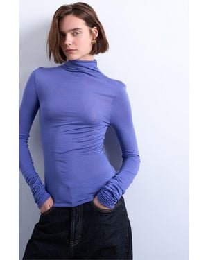 TOPSHOP Funnel Neck Long Sleeve Top - Purple