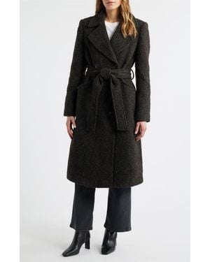 Bernardo Double Breasted Belted Coat - Black