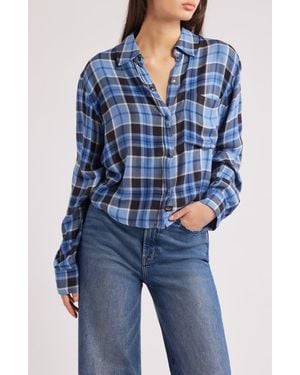 Rails Malin Windowpane Plaid Snap-Up Shirt - Blue