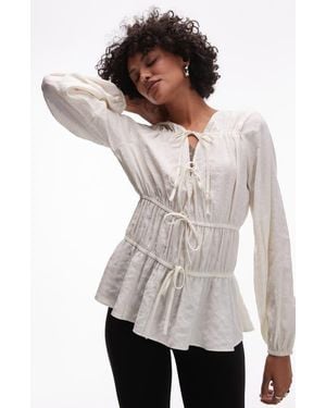 TOPSHOP Tie Front Top - White