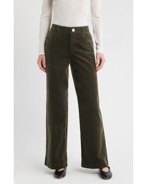 Wit & Wisdom Sam High Waist Wide Leg Corduroy Pants - Green
