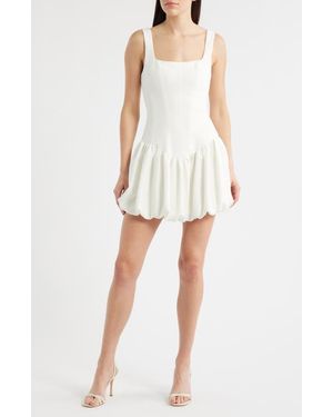 Black Halo Birdie Sleeveless Bubble Minidress - White