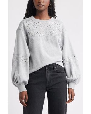 Treasure & Bond Sequin Embroidered Sweatshirt - Gray