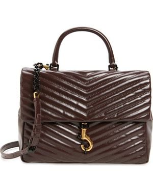 Rebecca Minkoff Large Edie Chevron Quilted Leather Top Handle Shoulder Bag - Brown