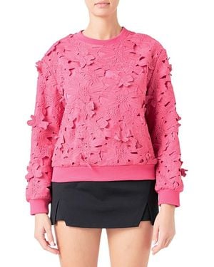 Endless Rose Floral Lace Sweatshirt - Pink
