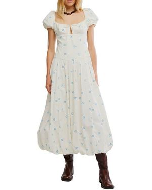 Free People Bali Sprinkled Heart Puff Sleeve Cotton Maxi Dress - White