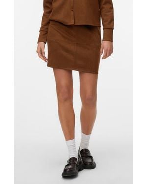Vero Moda Faux Suede Miniskirt - Brown