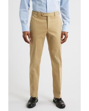 Zanella Parker Flat Front Stretch Cotton Pants - Natural