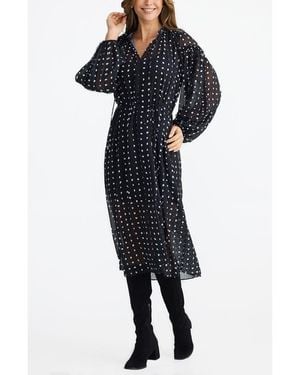 Brave+True Ritz Print Long Sleeve Midi Dress - Blue