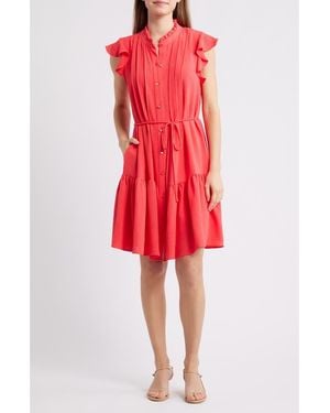 Julia Jordan Flutter Sleeve Shirtdress - Red
