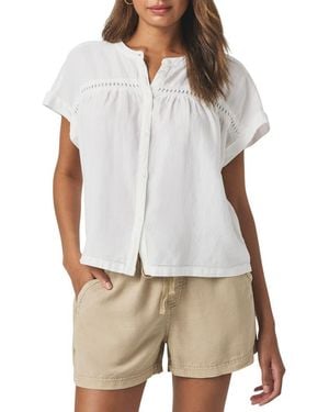 Splendid Catalina Short Sleeve Linen Blend Button-Up Shirt - White