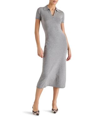 Steve Madden Banks Polo Midi Sweater Dress - Gray