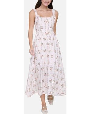Blu Pepper Lace Trim Corset Fit & Flare Dress - Purple