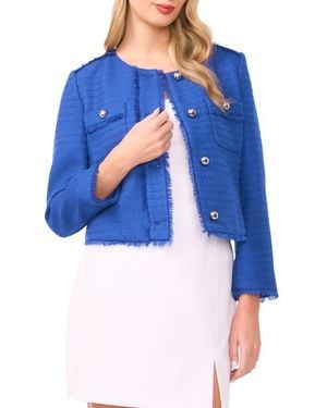 Vince Camuto Crop Tweed Jacket - Blue