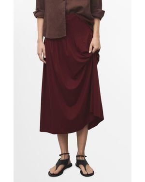 Mango Plank Pleat Midi Skirt - Red