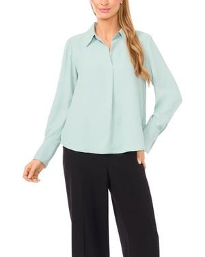 Halogen® Split Cuff Button-Up Top - Blue