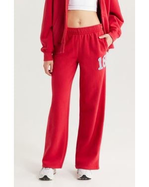 PacSun Denim 18 Appliqué Baggy Sweatpants - Red
