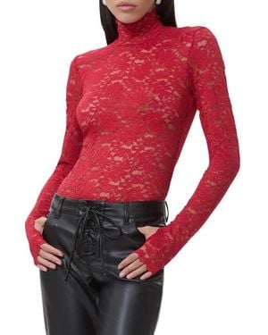 AFRM Zadie Sheer Lace Top - Red