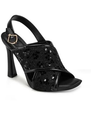 KARL LAGERFELD Colbie Sequin X-Band Sandal - Black