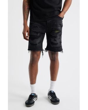 BBCICECREAM Bb Outer Limit Distressed Cutoff Denim Shorts - Black