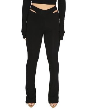 Naked Wardrobe Cutout Waist Rib Pants - Black
