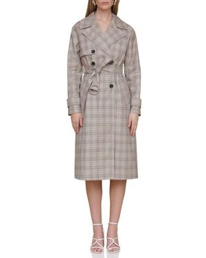Avec Les Filles Plaid Trench Coat - Gray