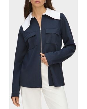 ALIGNE Tam Ponte Contrast Collar Jacket - Blue