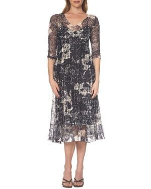 Komarov Lace Overlay Cocktail Dress - Multicolor