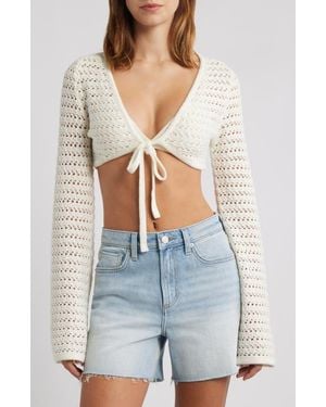 PacSun Laguna Crop Crochet Cardigan - Blue
