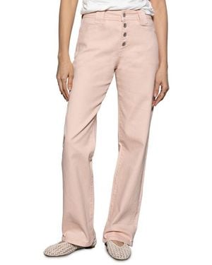 Sanctuary Luna Button Fly High Waist Cuff Straight Leg Jeans - Pink