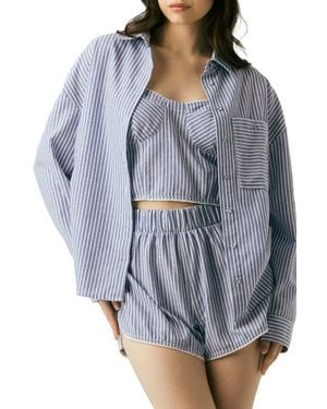 Blank NYC Stripe Button-Up Shirt - Blue