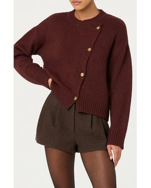 Astr Jackeline Scarf Cardigan - Brown