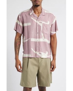 Obey Jacques Oversize Arabesque Print Camp Shirt - Red