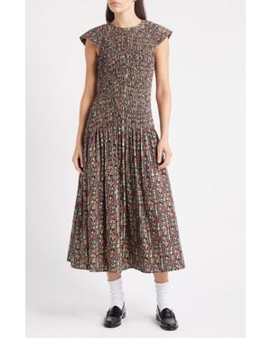 The Great The Paramour Floral Print Midi Dress - Brown