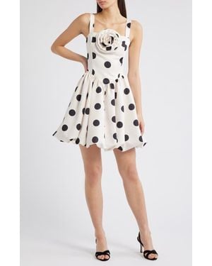 Julia Jordan Polka Dot Rosette Detail Cocktail Minidress - Black