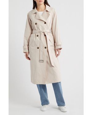Bernardo Long Double Breasted Trench Coat - Natural