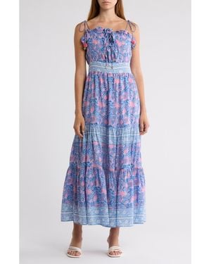 Alicia Bell Libra Ruffle Tiered Cotton & Silk Cover-Up Sundress - Blue