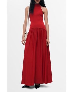 Mango Halter Mixed Media Dress - Red