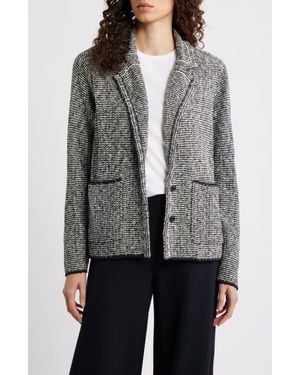 Eileen Fisher Cotton Blend Tweed Jacket - Gray