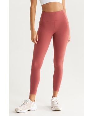 Zella Studio Luxe High Waist Pocket 7/8 Leggings - Red