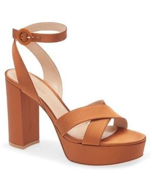 Gianvito Rossi Ankle Strap Platform Sandal - Brown