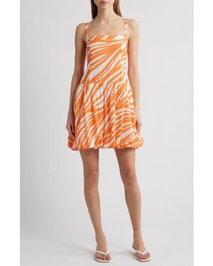 Du Paradis Prunella Bubble Hem Cotton Minidress - Orange