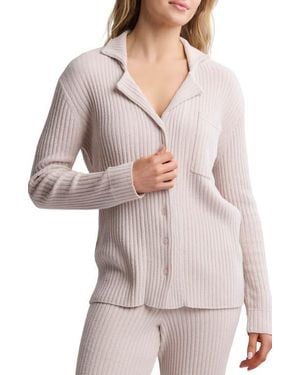 Barefoot Dreams Cozychic Ultra Lite Rib Button-Up Shirt - Multicolor