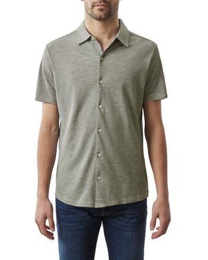 Robert Barakett Whitner Knit Short Sleeve Button-Up Shirt - Gray