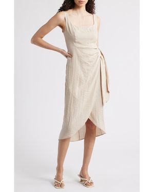 Sam Edelman Wrap Skirt Sleeveless Midi Dress - Natural