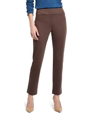 NIC+ZOE Copley Pull-On Straight Leg Ponte Pants - Brown