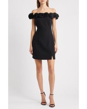 Lucy Paris Lana Rosette Of The Shoulder Minidress - Black