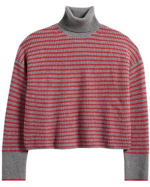 Madewell Stripe Wool Waffle Knit Turtleneck Sweater - Red